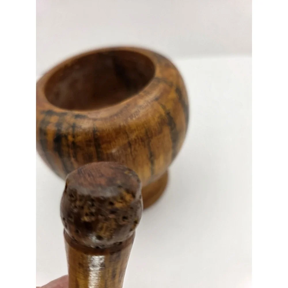 VTG Hand Carved Wooden Mortar Pestle Rustic Primitive Farmhouse‎ Kitchen Decor